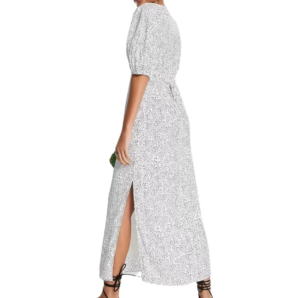 & Other Stories Polka Dot Midi Dress Puff Sleeves White Size 6 NWT Retail $119 - Picture 8 of 8